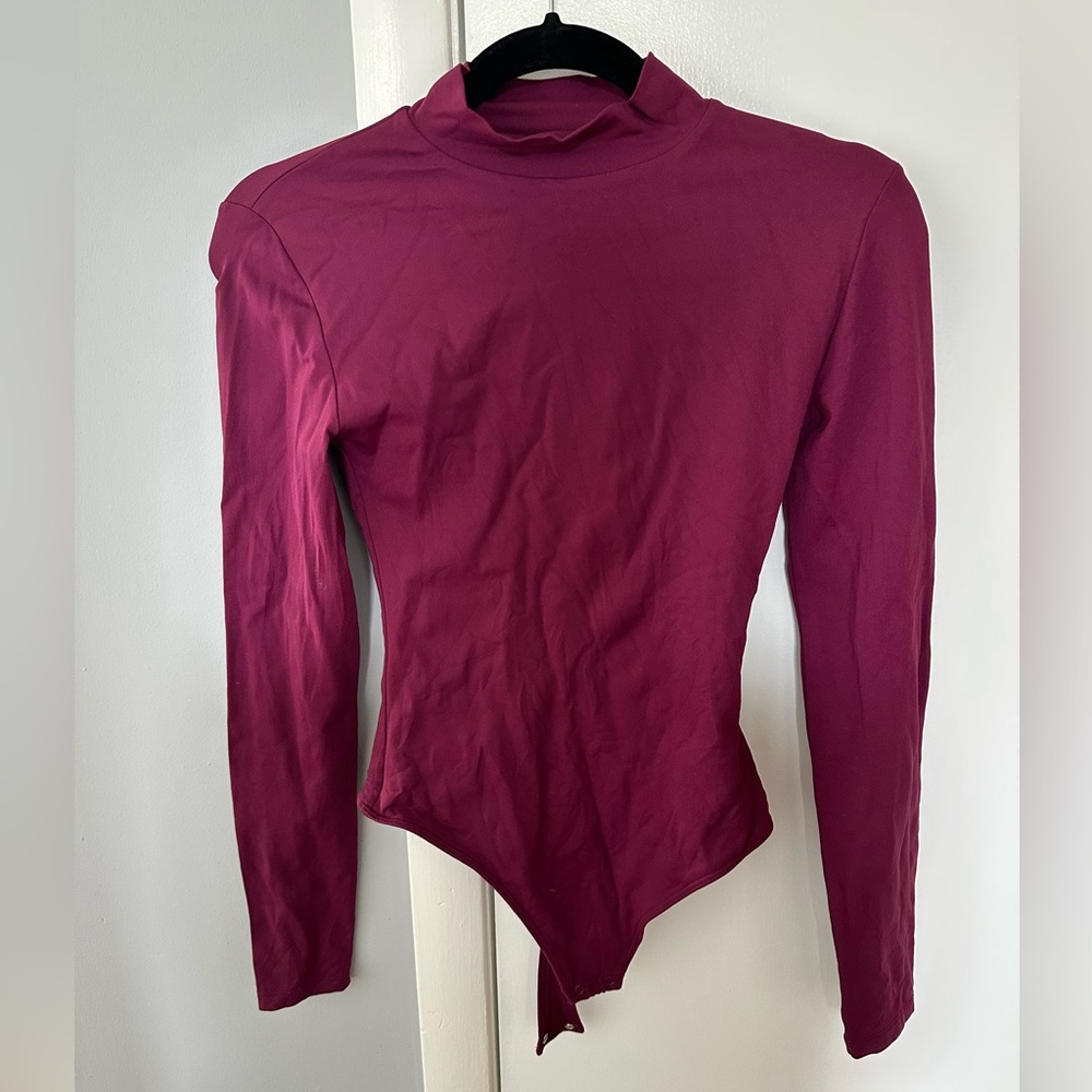 Mock Neck Maroon Bodysuit